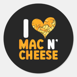 Pegatina Redonda Amo Mac N' Cheese Divertido Mac Y Queso