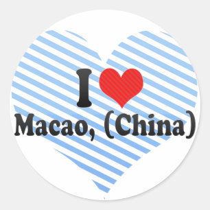 Pegatina Redonda Amo Macao, (China)
