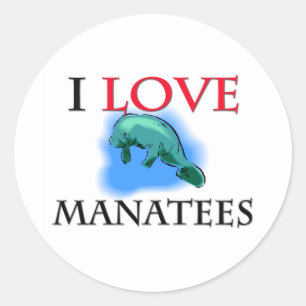 Pegatina Redonda Amo Manatees
