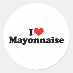 Pegatina Redonda Amo Mayonesa de Corazón - Amante de la Mayonesa