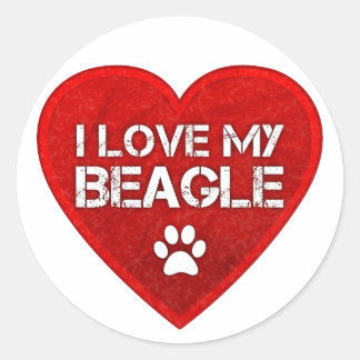 Pegatina Redonda Amo mi Beagle