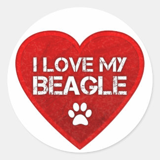 Pegatina Redonda Amo mi Beagle