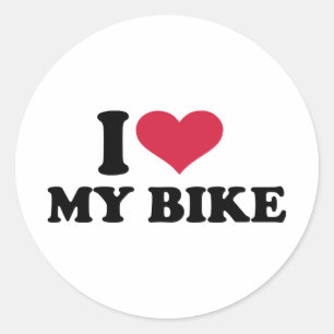 Pegatina Redonda Amo mi bicicleta de la bici