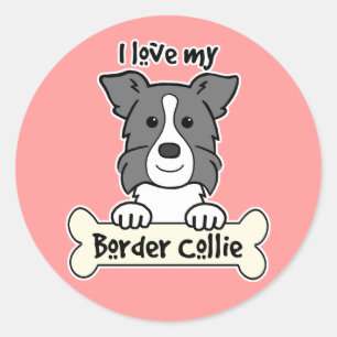 Pegatina Redonda Amo mi border collie