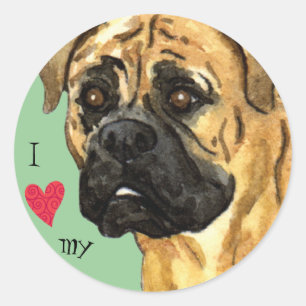 Pegatina Redonda Amo mi Bullmastiff
