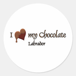 Pegatina Redonda Amo mi chocolate labrador