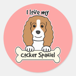Pegatina Redonda Amo Mi Cocker Spaniel