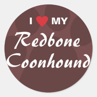 Pegatina Redonda Amo Mi Coonhound Redbone