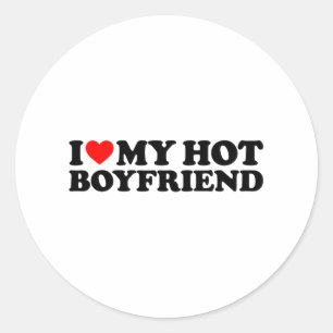 Pegatina Redonda Amo Mi Corazón De Novio Caliente Mi Amo Mi Boyfrie