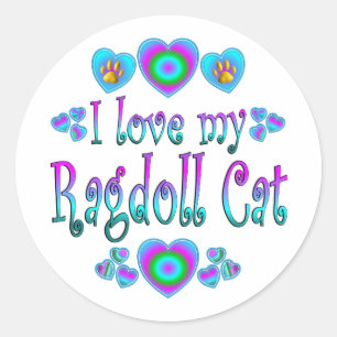 Pegatina Redonda Amo mi gato de Ragdoll