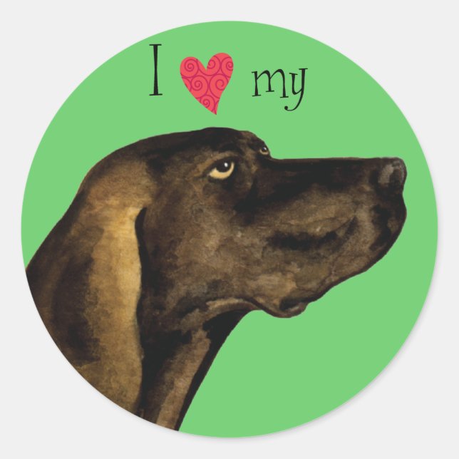 Pegatina Redonda Amo mi Hound de lott (Anverso)
