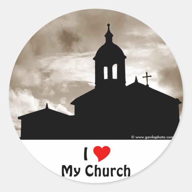 Pegatina Redonda Amo Mi Iglesia (Anverso)