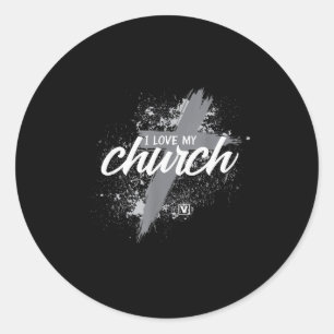 Pegatina Redonda Amo mi iglesia - Midland New Life Vineyard, Mi