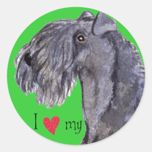 Pegatina Redonda Amo mi Kerry Blue Terrier
