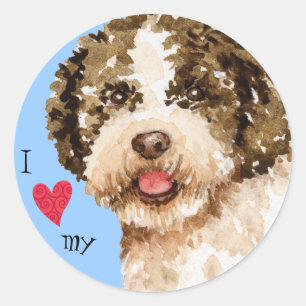 Pegatina Redonda Amo mi Lagotto
