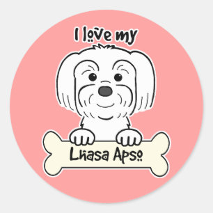 Pegatina Redonda Amo Mi Lhasa Apso
