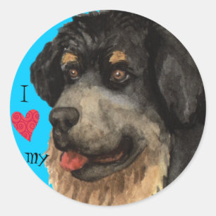 Pegatina Redonda Amo mi mastiff tibetano