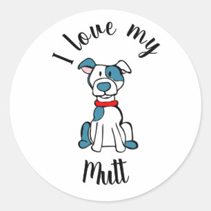 Pegatina Redonda Amo Mi Mutt