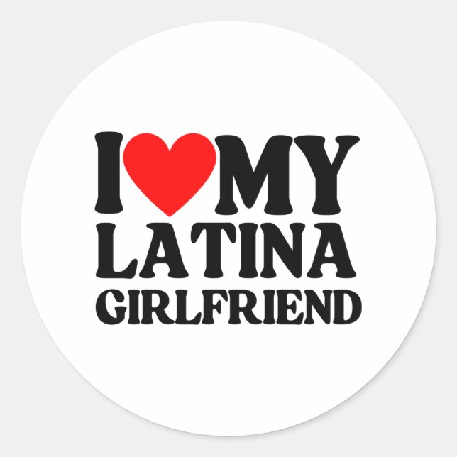 Pegatina Redonda Amo Mi Novia Latina, Corazón Mi Latina (Anverso)