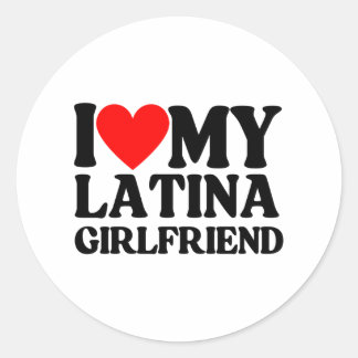 Pegatina Redonda Amo Mi Novia Latina, Corazón Mi Latina