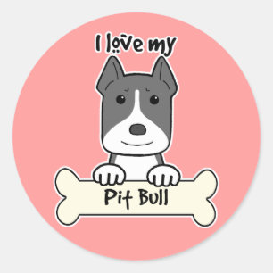 Pegatina Redonda Amo Mi Pitbull