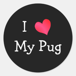 Pegatina Redonda Amo Mi Pug