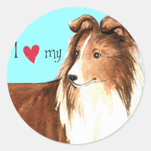 Pegatina Redonda Amo mi Sheltie