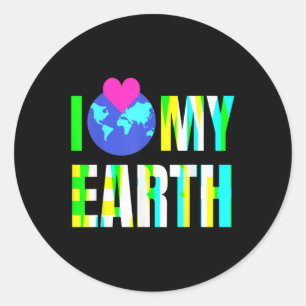Pegatina Redonda Amo mi Tierra - Protección ambiental