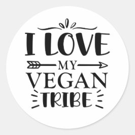 Pegatina Redonda Amo Mi Tribu Vegan,