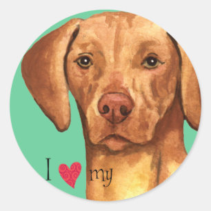 Pegatina Redonda Amo mi Vizsla