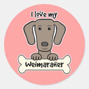 Pegatina Redonda Amo mi Weimaraner