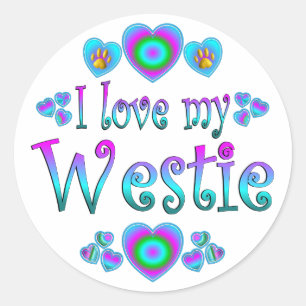 Pegatina Redonda Amo mi Westie