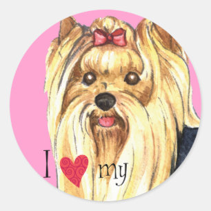 Pegatina Redonda Amo mi Yorkie