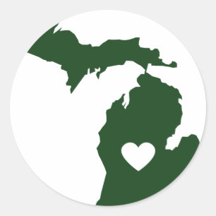 Pegatina Redonda Amo Michigan