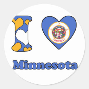 Pegatina Redonda Amo Minnesota