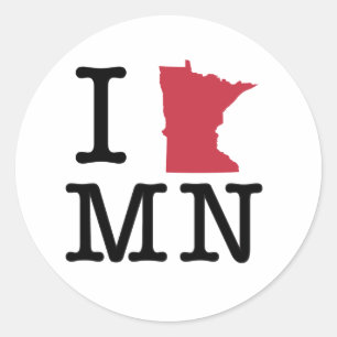 Pegatina Redonda Amo Minnesota