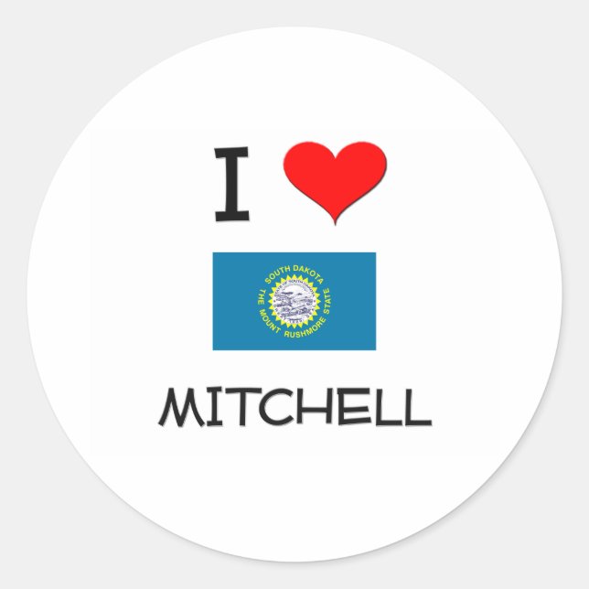 Pegatina Redonda Amo Mitchell Dakota del Sur (Anverso)