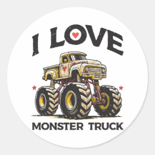 Pegatina Redonda Amo Monster Truck