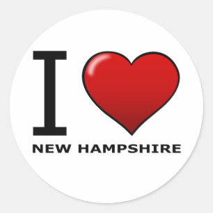 PEGATINA REDONDA AMO NEW HAMPSHIRE