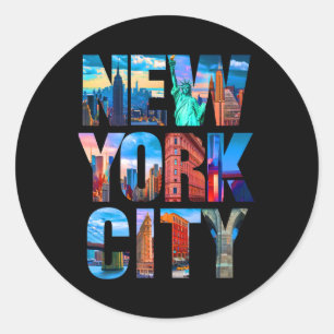 Pegatina Redonda Amo New York Top