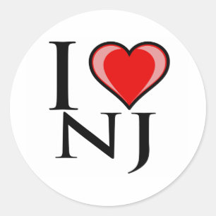 Pegatina Redonda Amo NJ - Nueva Jersey