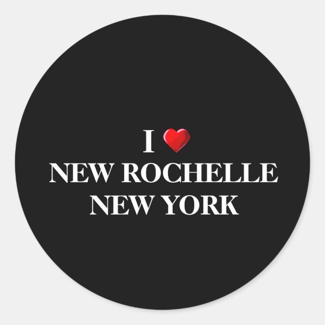 PEGATINA REDONDA AMO NUEVA ROCHELLE, NUEVA YORK (Anverso)