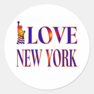 PEGATINA REDONDA AMO NUEVA YORK