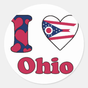 Pegatina Redonda Amo Ohio