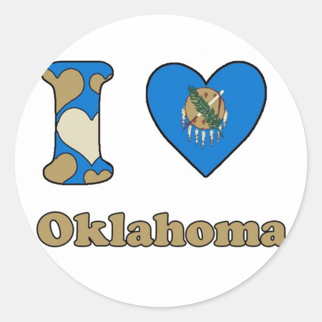 Pegatina Redonda Amo Oklahoma (Anverso)