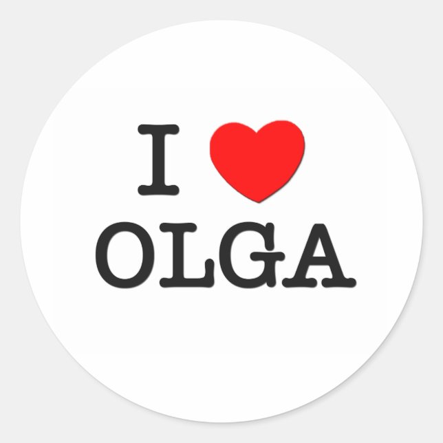 Pegatina Redonda Amo Olga (Anverso)