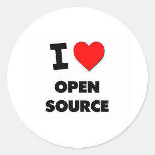 Pegatina Redonda Amo Open Source