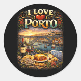 Pegatina Redonda Amo Oporto