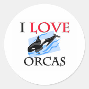 Pegatina Redonda Amo orcas