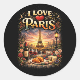 Pegatina Redonda Amo París